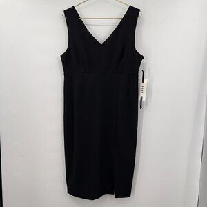 DKNY Plus Sleeveless V-Neck Black Midi Dress NWT